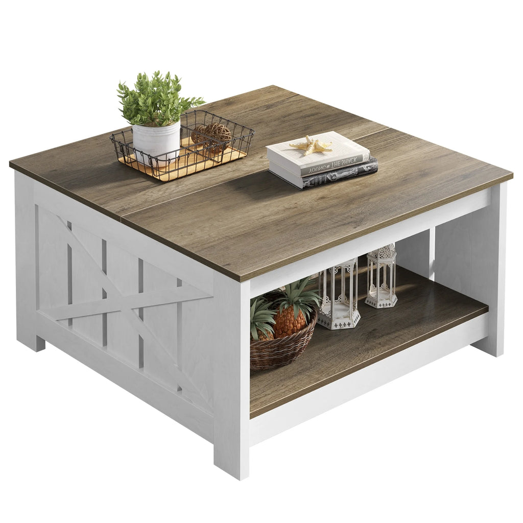 Square Wood Coffee Table with Storage C22068