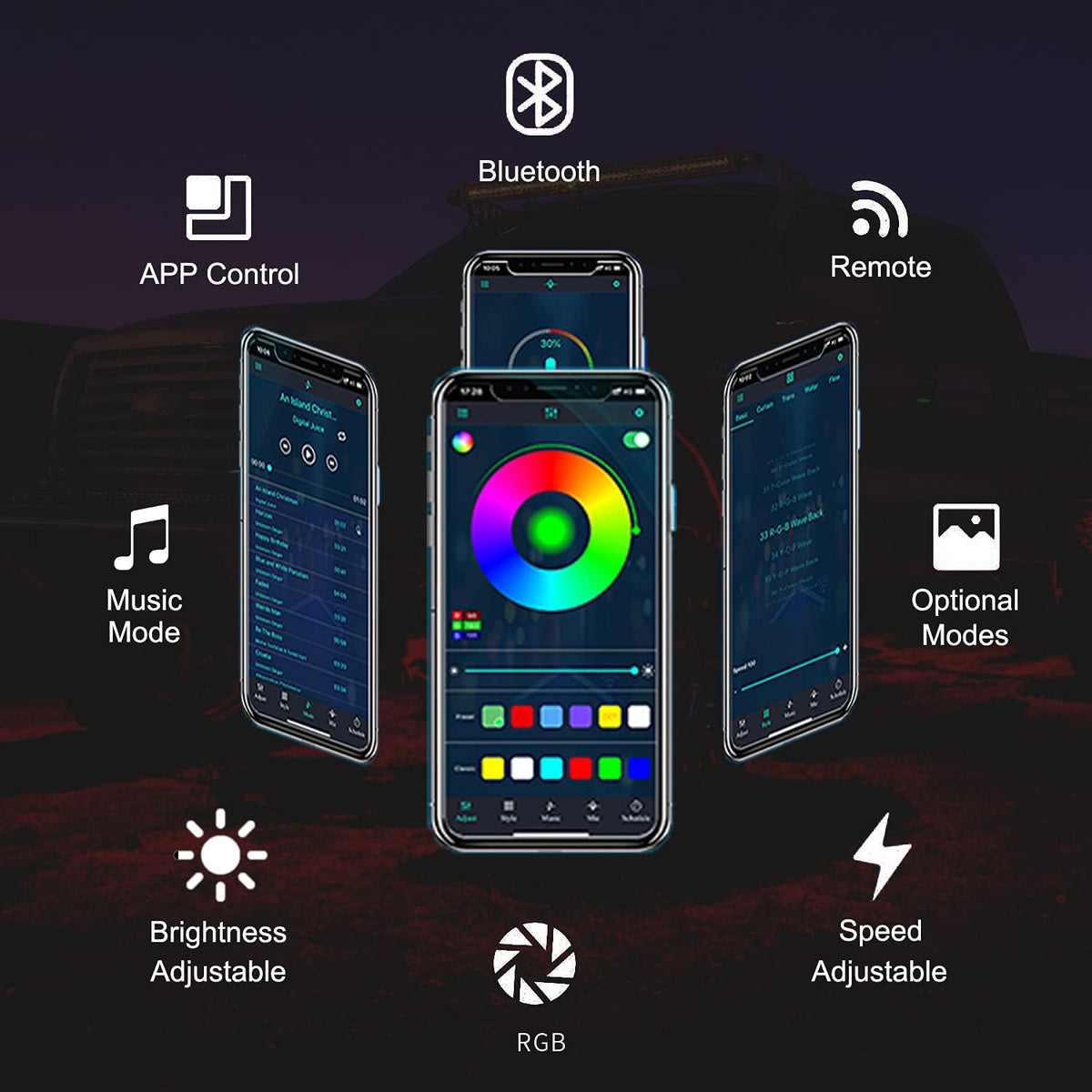 8 Pods Multicolor LED Rock Lights with APP Control J82906