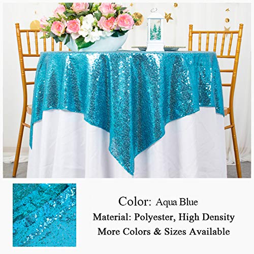 2 Pack 72x72 Inch Black Sequin Tablecloths K1674