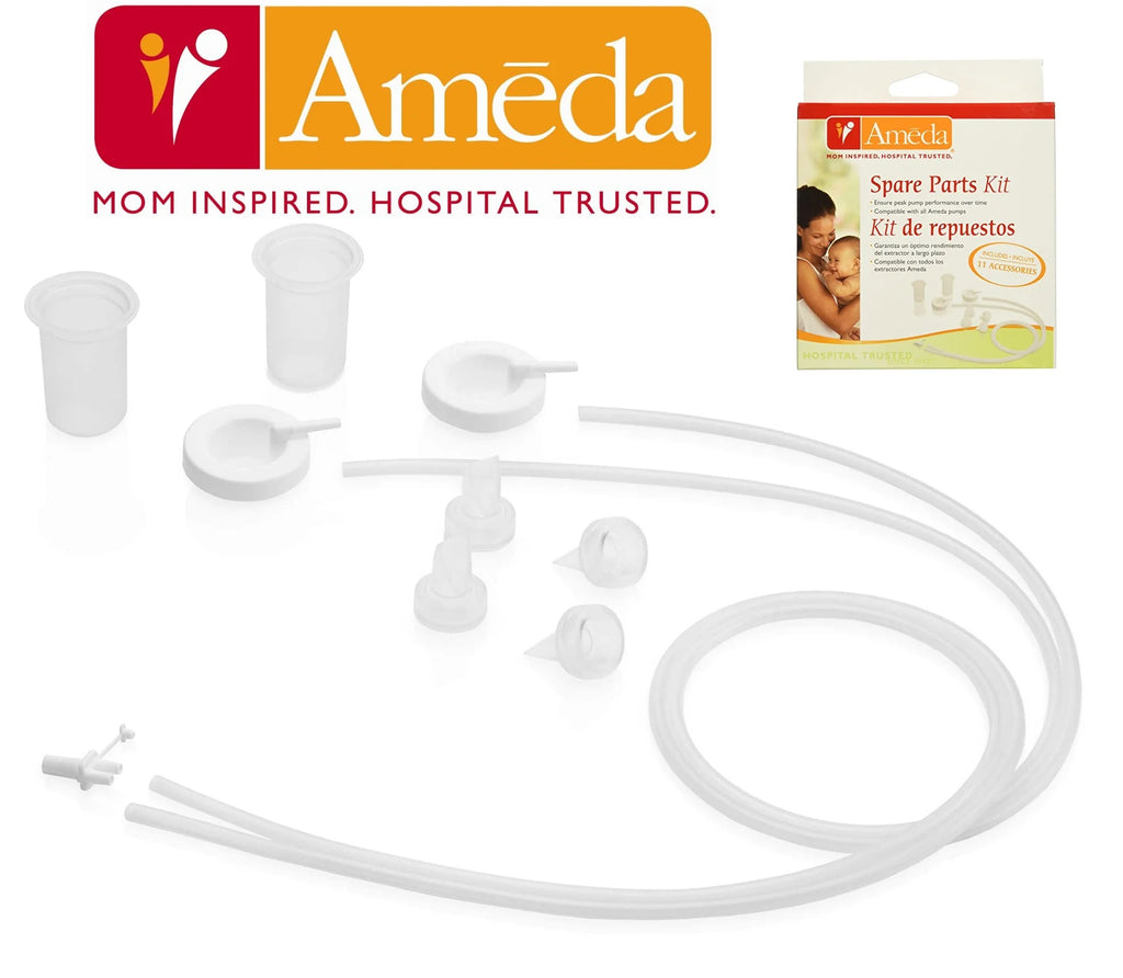 Spare Parts Kit for Breast Pump Includes: (4) Valves, (2) Silicone Tubing, (2) Silicone Diaphragms, (2) Adapter Caps, (1) Tubing Adapter Z61306