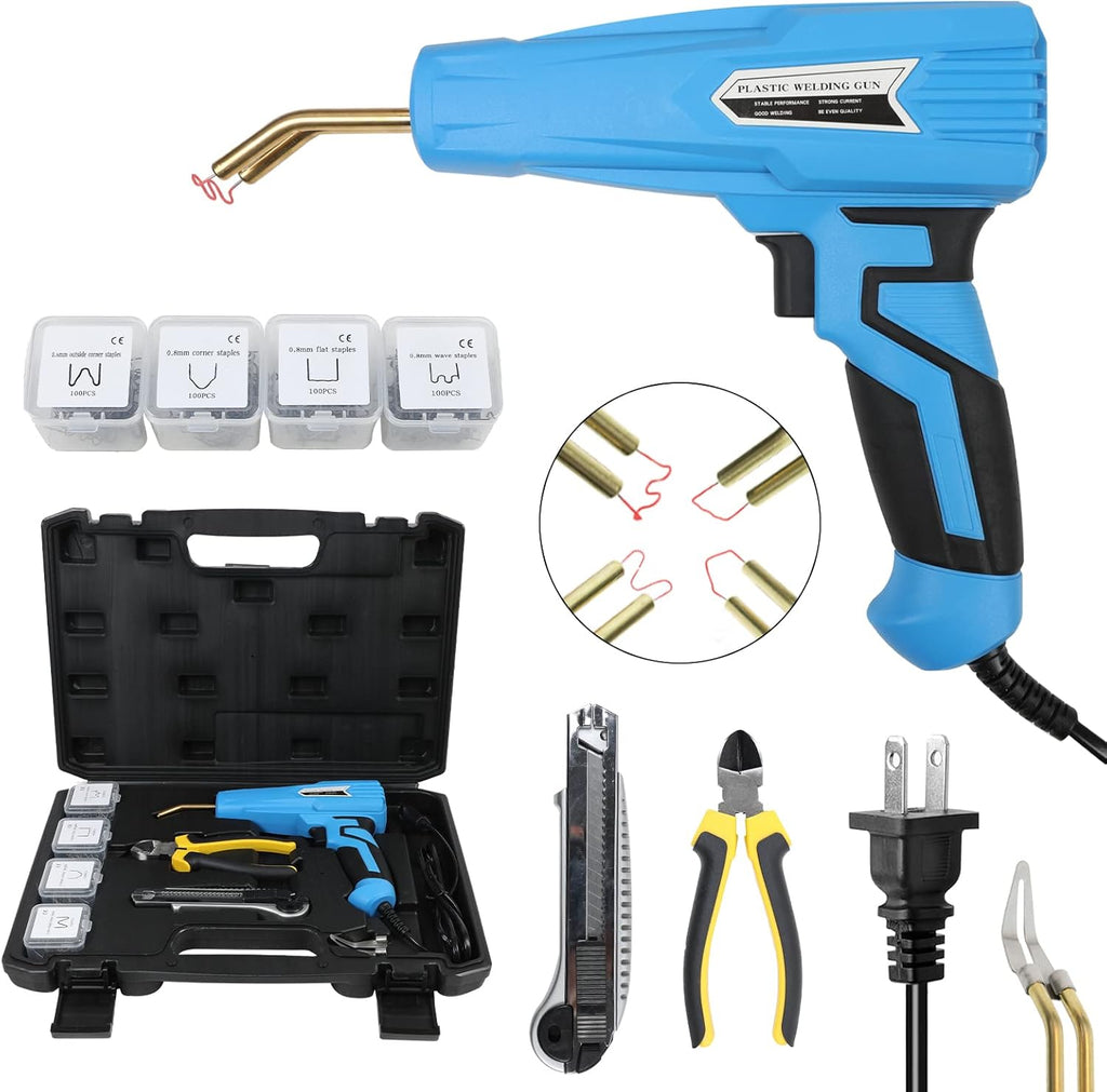 110V 100W Plastic Welding Machine with 400pcs Staples, Hot Stapler Plastic Repair Tools (Yellow) A421343