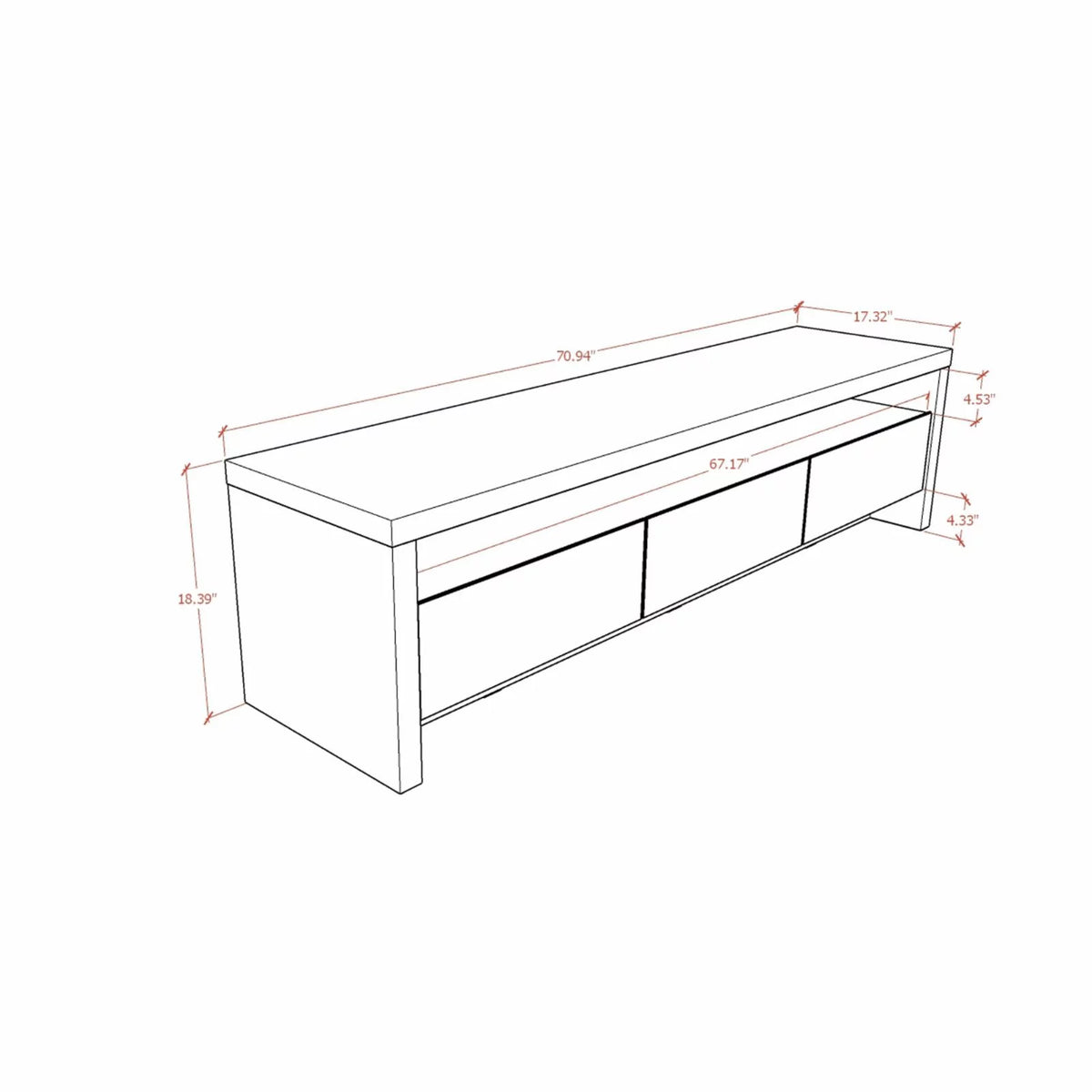 70.86 in. TV Stand with 3-Drawers M22065