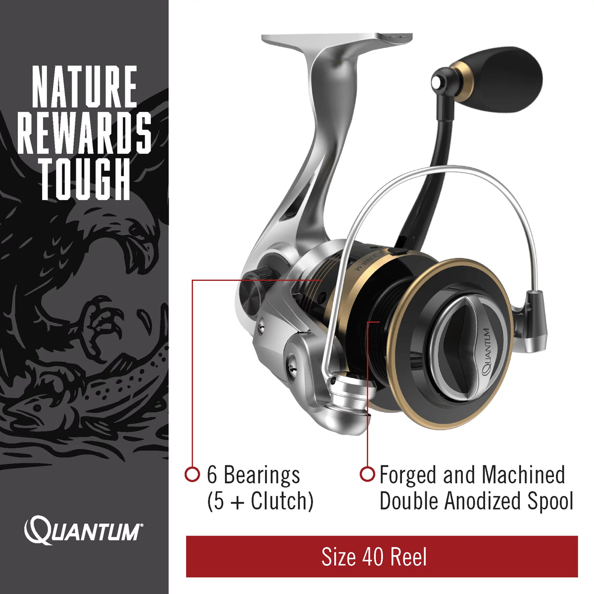 Size 20 Spinning Fishing Reel, 5.2:1 Gear Ratio, Silver/Gold T38501