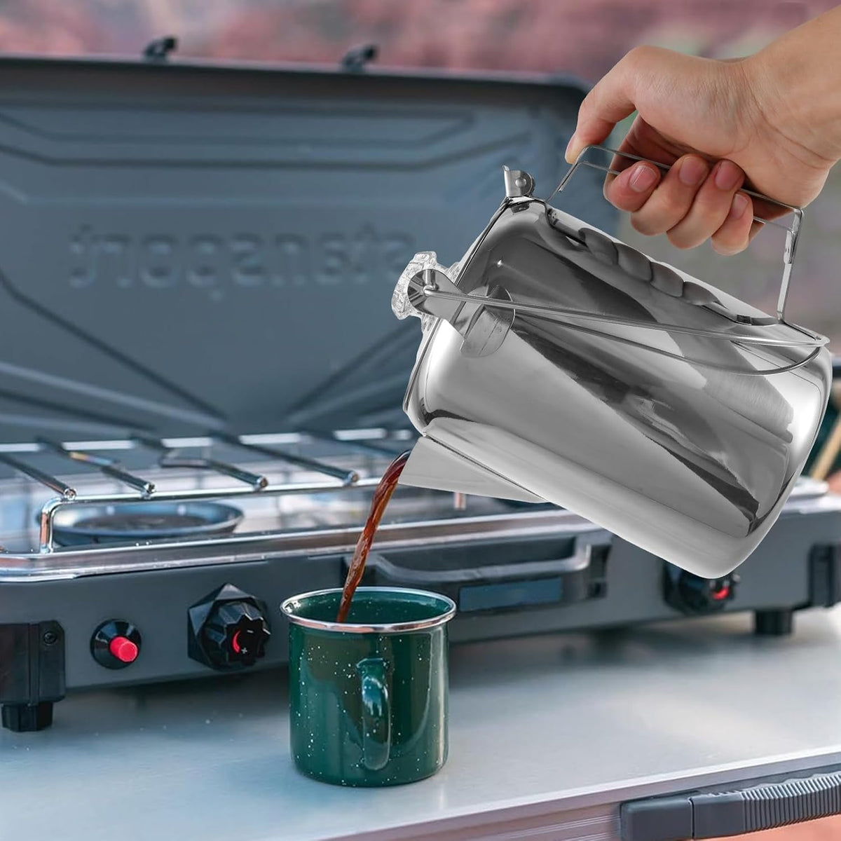 9 Cup Stainless Steel Camping Coffee Pot C67154