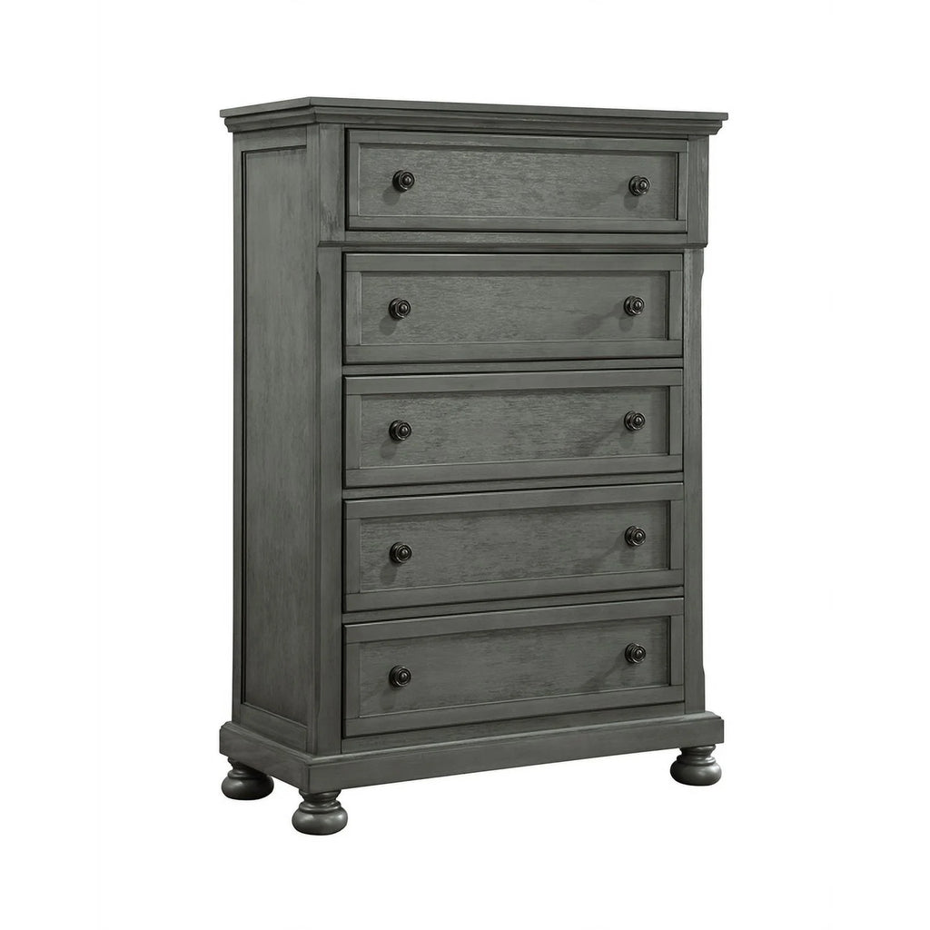 5PC King Bedroom Set with Wood & Rustic Gray Finish A14913