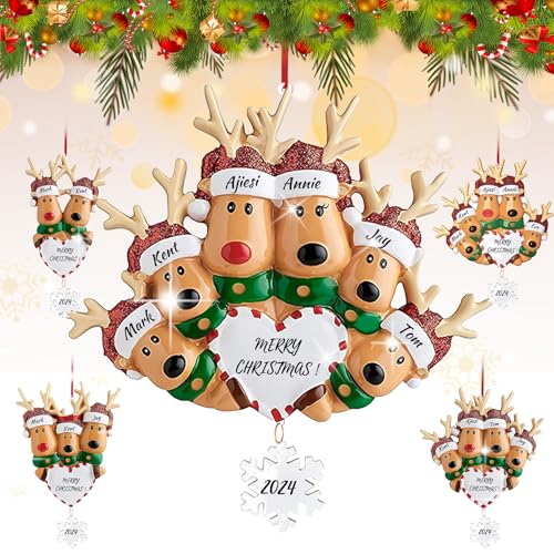Reindeer Christmas Ornaments 3D Resin Family of 4 G523202
