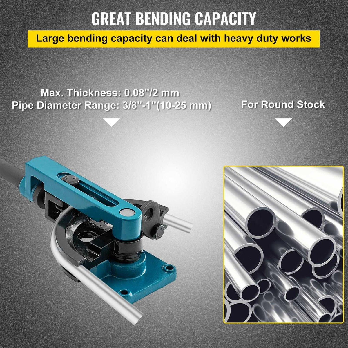 3/8 to 1 Manual Pipe Tube Bender with 7 Dies V7516
