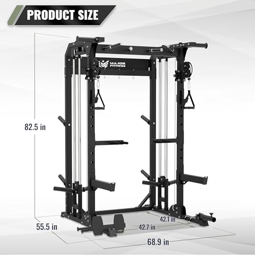 Multi-Functional Power Rack 1600lbs Capacity Squat Rack with Dual Pulley System M40457