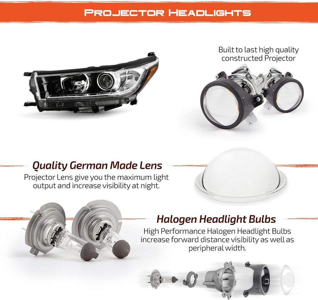 Projector Black Headlight Driver Left side w/LED DRL X783
