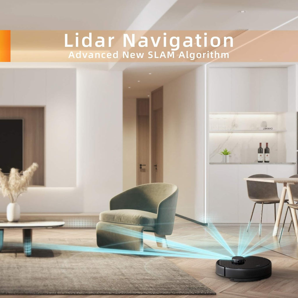 Robot Vacuum and Mop with Lidar Navigation, 4000Pa Suction, 5200mAh Battery G200423