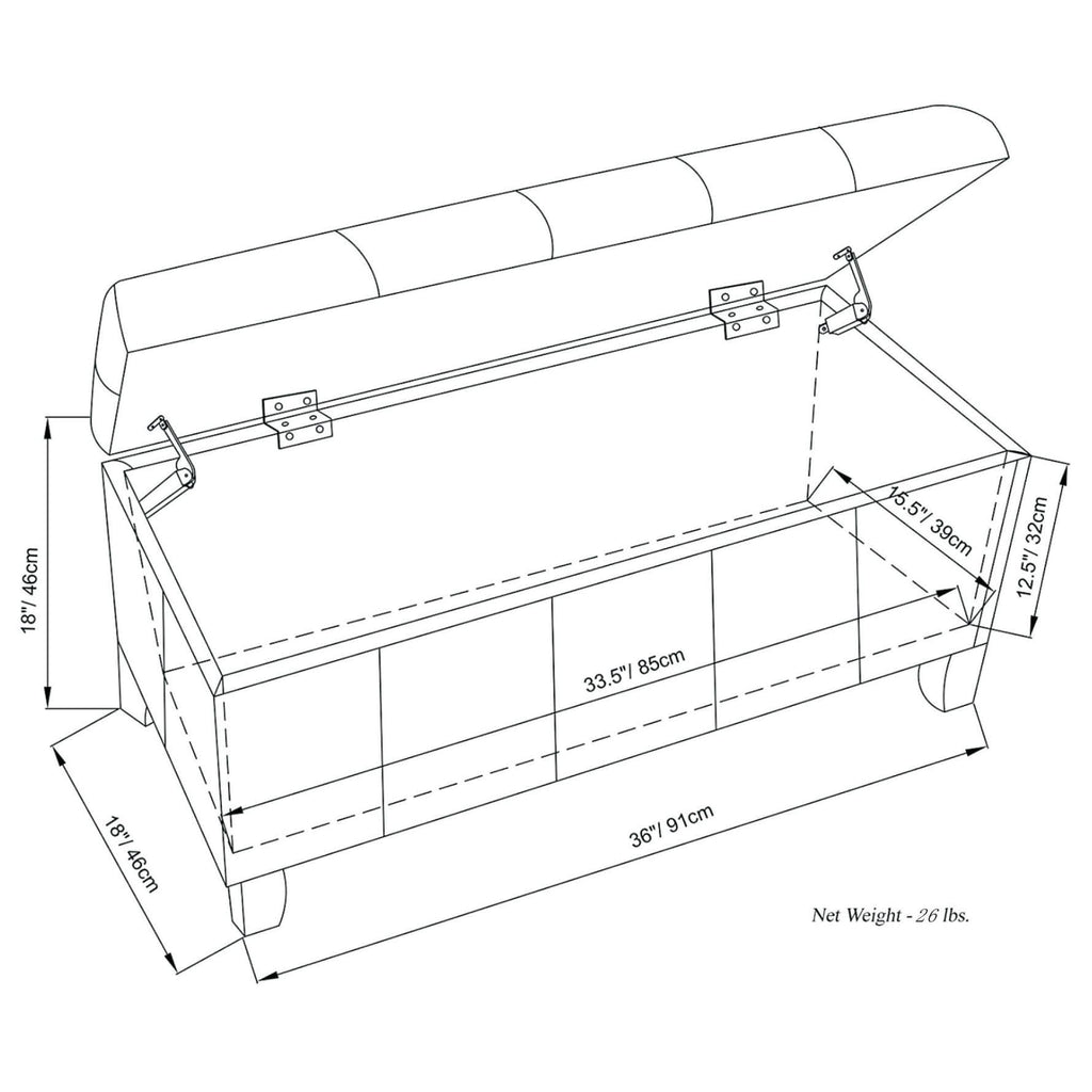 Black Storage Ottoman Bench Y5433