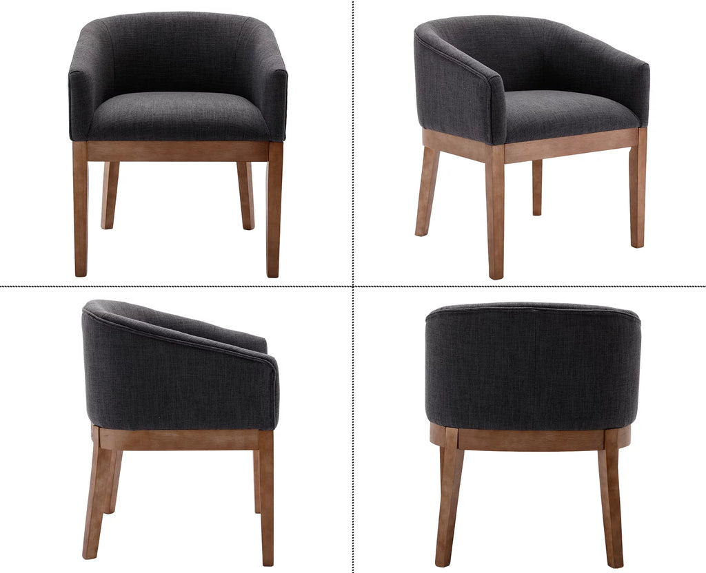 Charcoal Linen Upholstered Dining Chairs Set of 2 with Armrests V514
