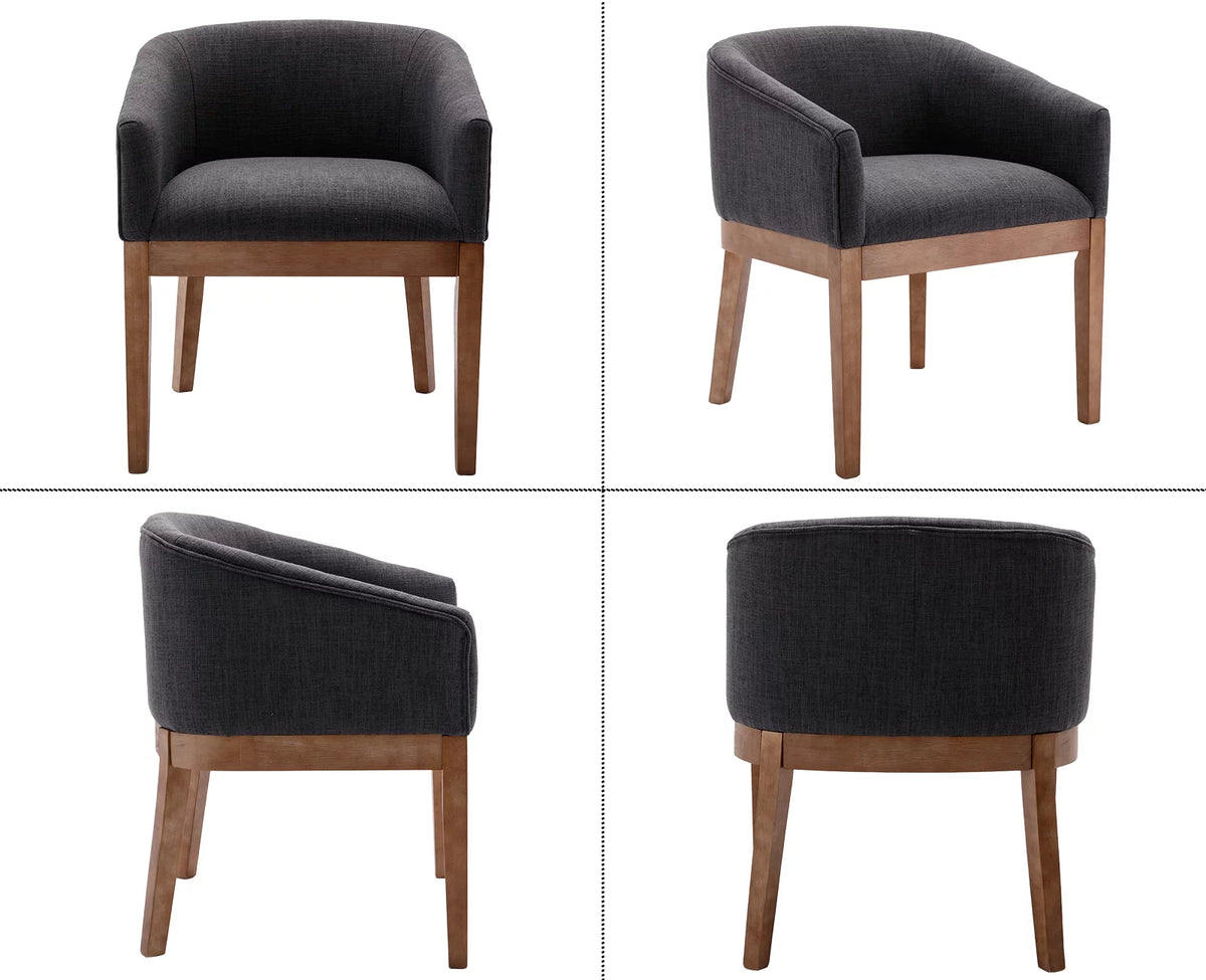 Charcoal Linen Upholstered Dining Chairs Set of 2 with Armrests V514