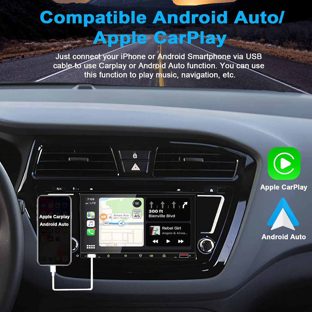 7 Inch Double Din Car Stereo with Touchscreen Bluetooth S8121