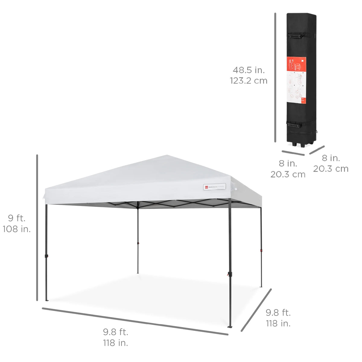 10x10ft Pop Up Canopy Tent with Carry Case - White U1073