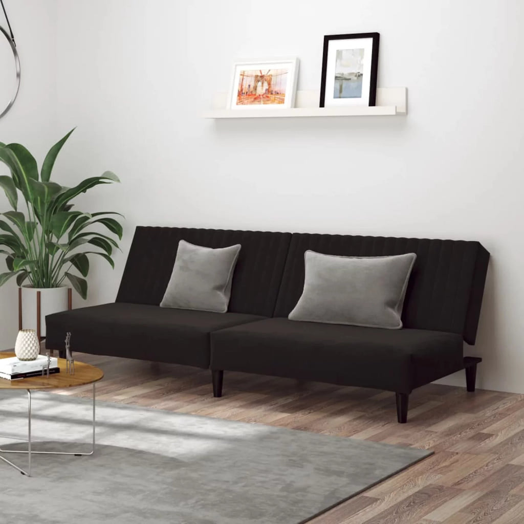 Black Velvet 2-Seater Sofa Bed V959