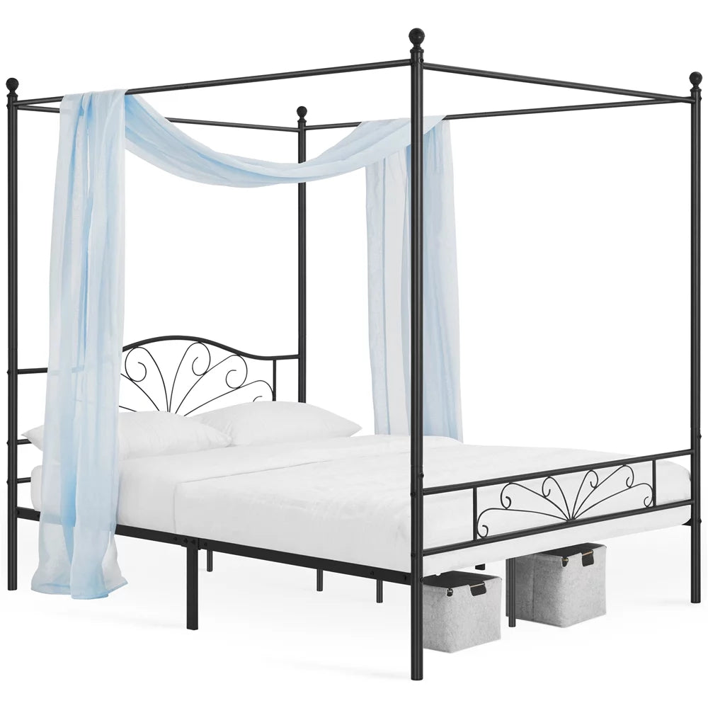 Black Queen Canopied Platform Bed J41589