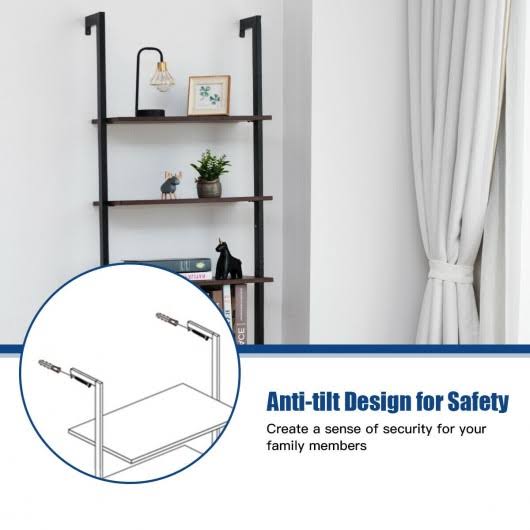 5-Tier Metal Frame Ladder Shelf Brown S727160