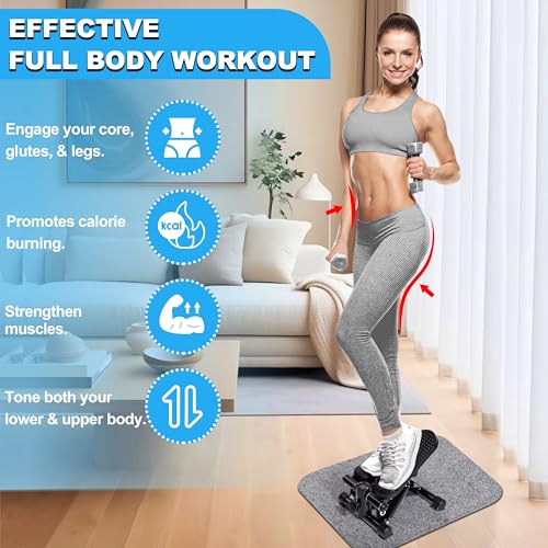 Adjustable Height Hydraulic Stepper with Resistance Bands & Non-Slip Mat Y8883