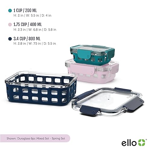 Leak-Proof Glass Food Storage Containers with Silicone Sleeves and Airtight Lids Q7554