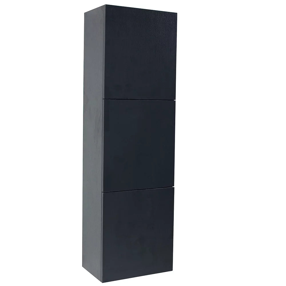 Black Bathroom Linen Side Cabinet with 3 Storage Areas R650