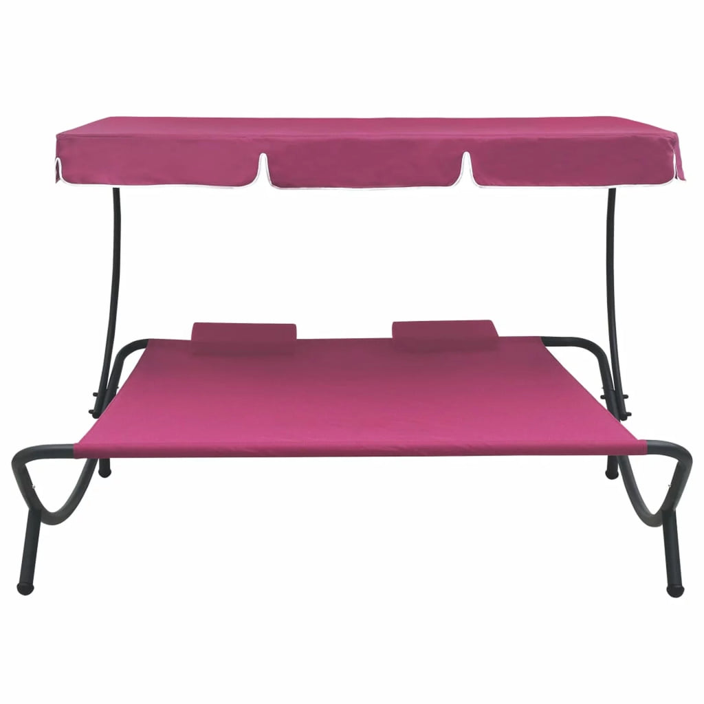 Outdoor Bed with Canopy and Pillows Pink T1334