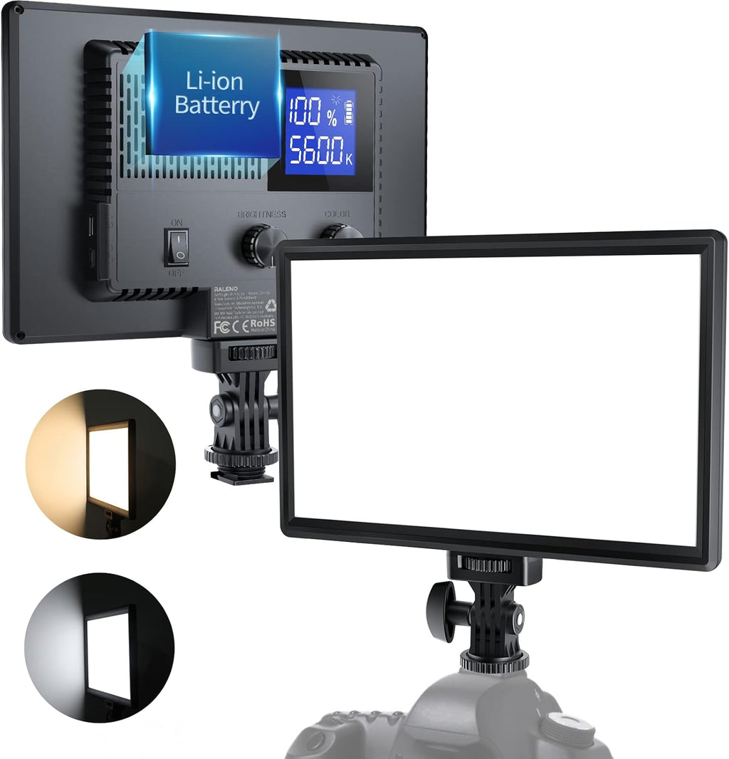 LED Video Light 3200K-5600K Bi-Color CRI95+ LCD Display USB Camera Light S86534