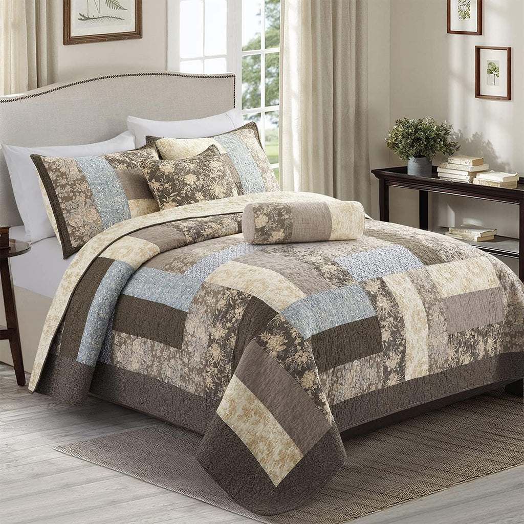 3-Piece 100% Cotton Bohemian Bedding Set, 1 Quilt and 2 Shams (California King) R40011