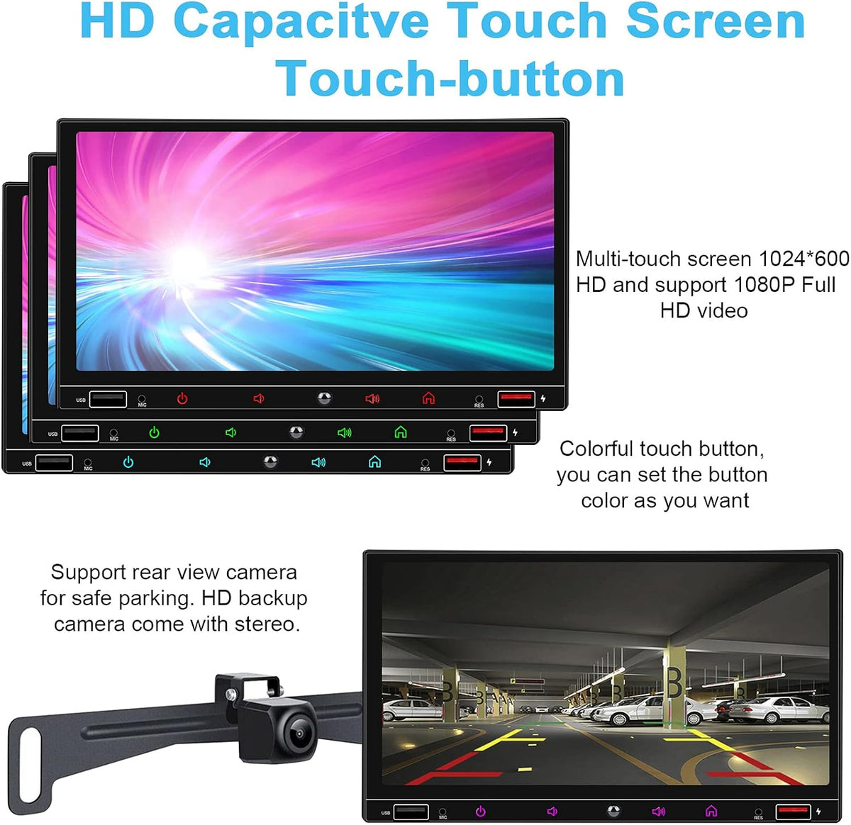 7 Inch Double Din Car Stereo with Touchscreen Bluetooth S8121