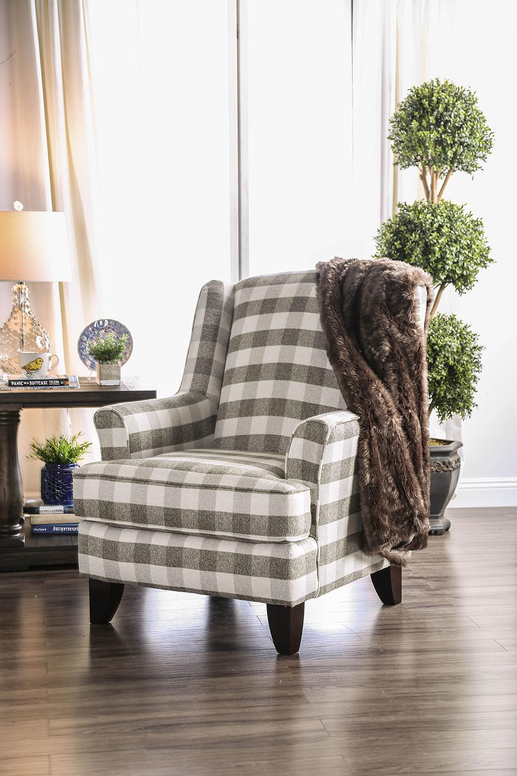 Light Gray Linen-like Fabric Living Room Set 3pcs U51970