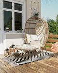Oversize Wicker Egg Chair with Ottoman J738385