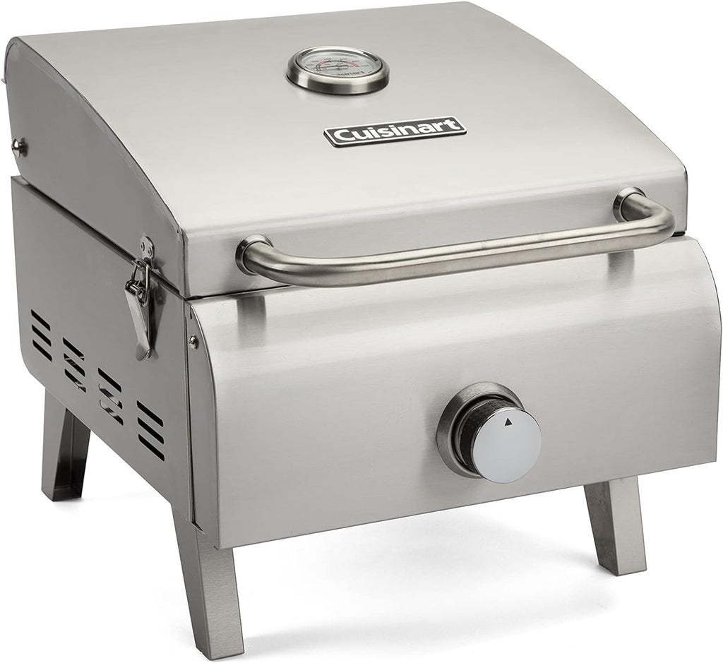 Portable Propane Tabletop Gas Grill, Two-Burner, Stainless Steel X833