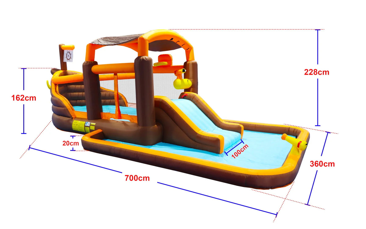Inflatable Bounce Slide Water Park with Play Pool and Blower H221
