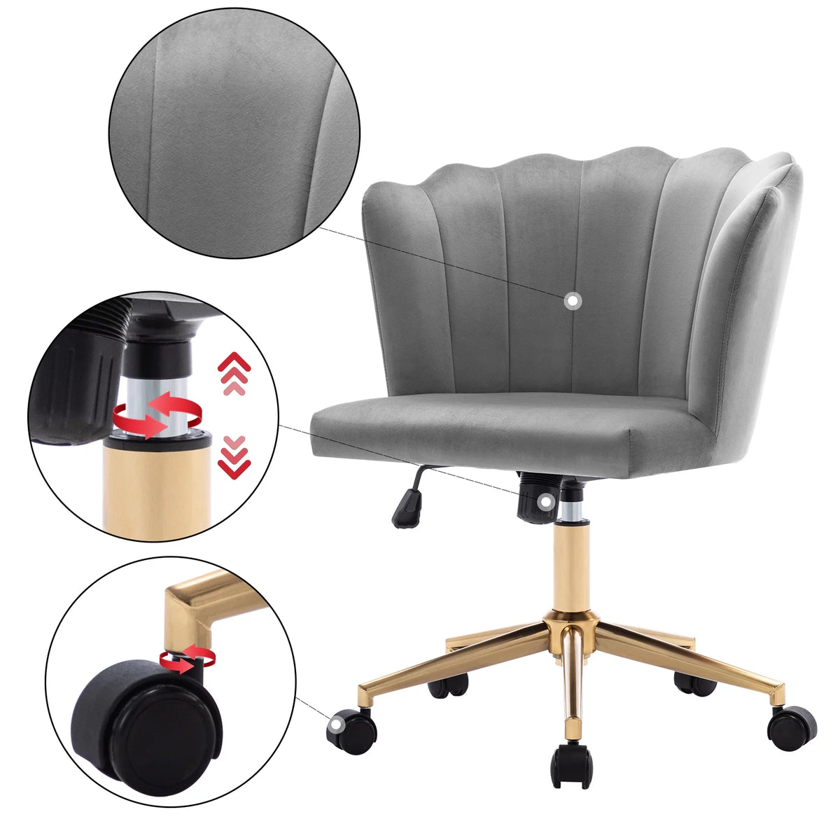 Velvet Swivel Office Chair E71716