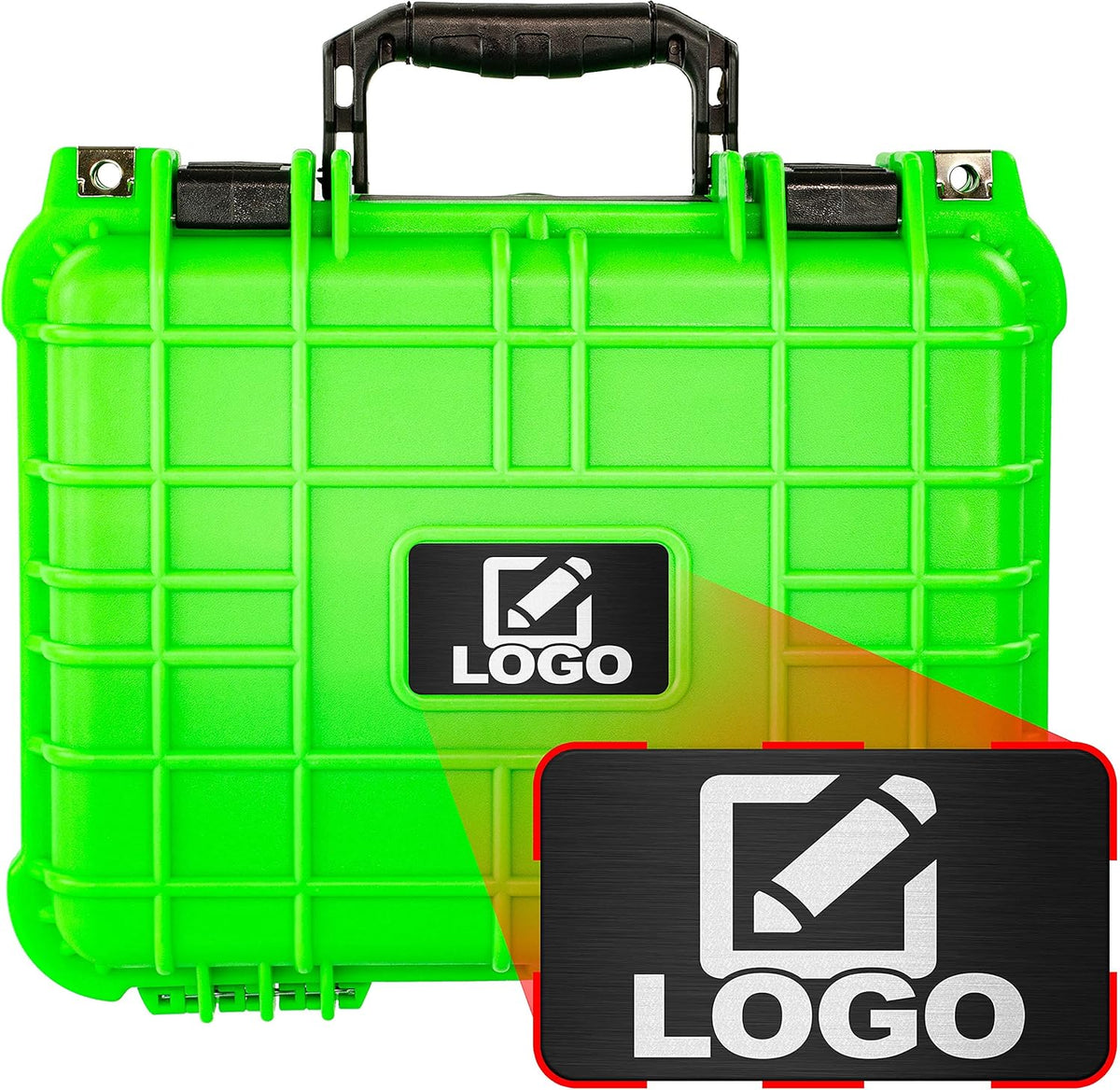 Protective Gear and Camera Hard Case with Foam, Waterproof & Shockproof, 13.37 Inch 11.62 Inch 6 Inch, Neon Green K62440