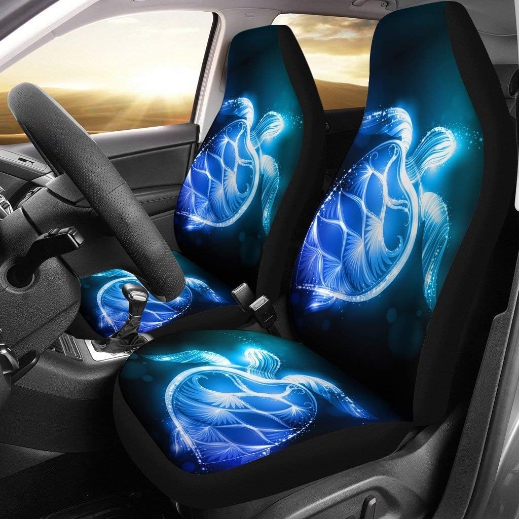 Blue Sea Turtle Print Car Seat Covers Set of 2 V291186