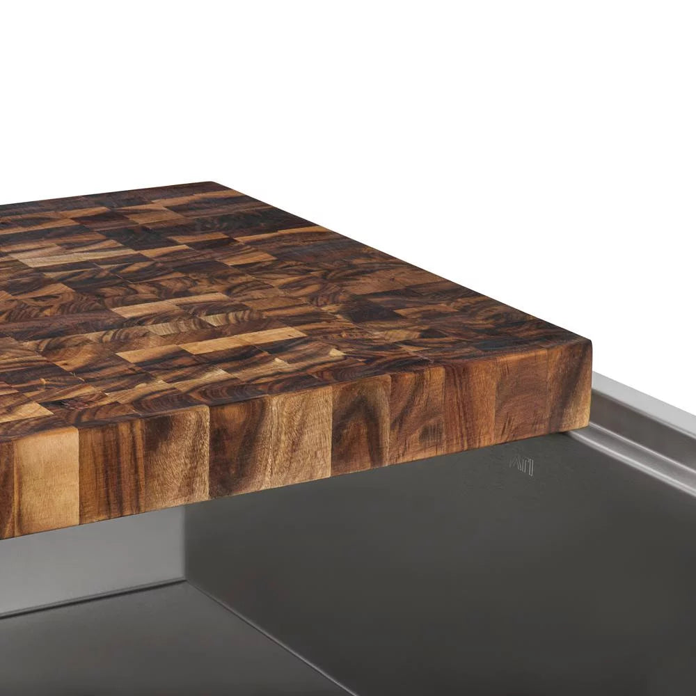 17 x 16 in. Thick End-Grain Acacia Solid Wood Cutting Board H2233