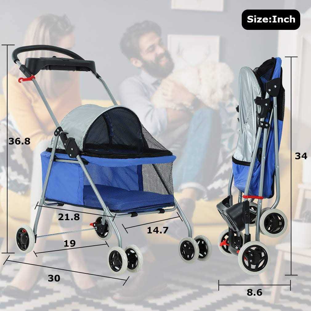 4 Wheels Folding Waterproof Portable Pet Stroller Q882031