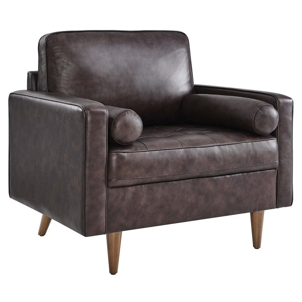 Brown Leather and Dense Foam Armchair W2710