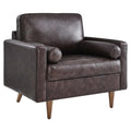 Brown Leather and Dense Foam Armchair W2710