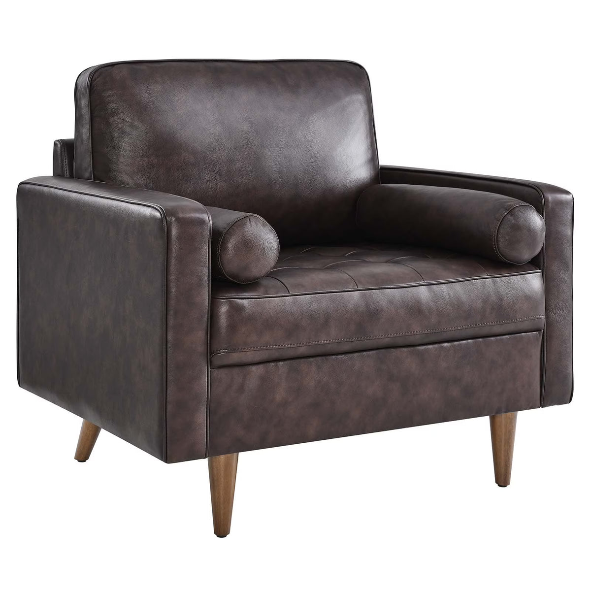 Brown Leather and Dense Foam Armchair W2710