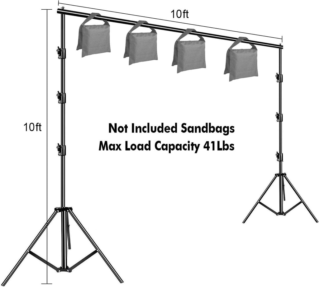 10 x 10Ft Muslin Backdrop Stand Kit with Carrying Bag 8 Pcs Clip Clamps T7529