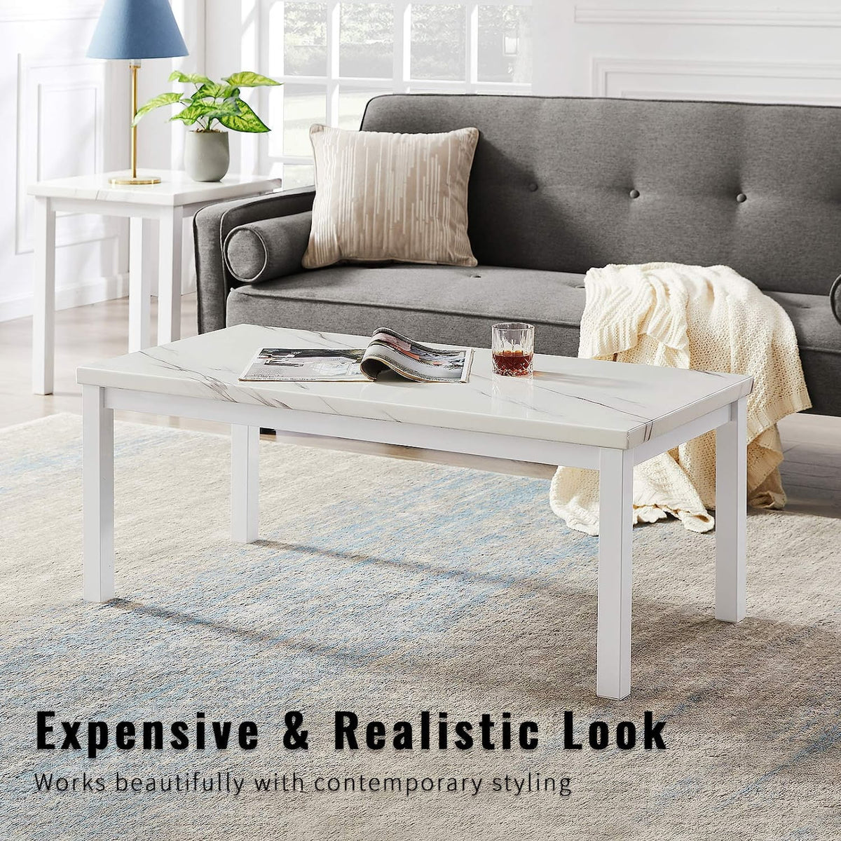 3 Piece Faux Marble Coffee Table Set G80423