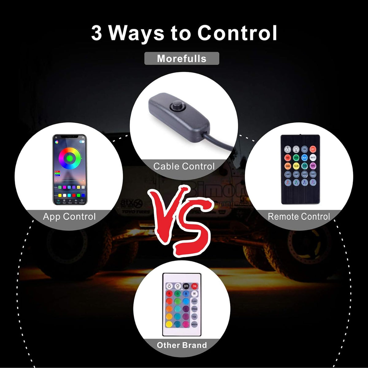 8 Pods Multicolor LED Rock Lights with APP Control J82906