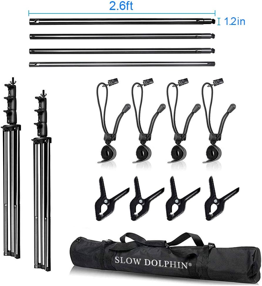 10 x 10Ft Muslin Backdrop Stand Kit with Carrying Bag 8 Pcs Clip Clamps T7529