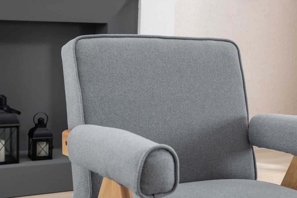 Mid-Century Modern Accent Chair with Solid Wood Armrest K581278