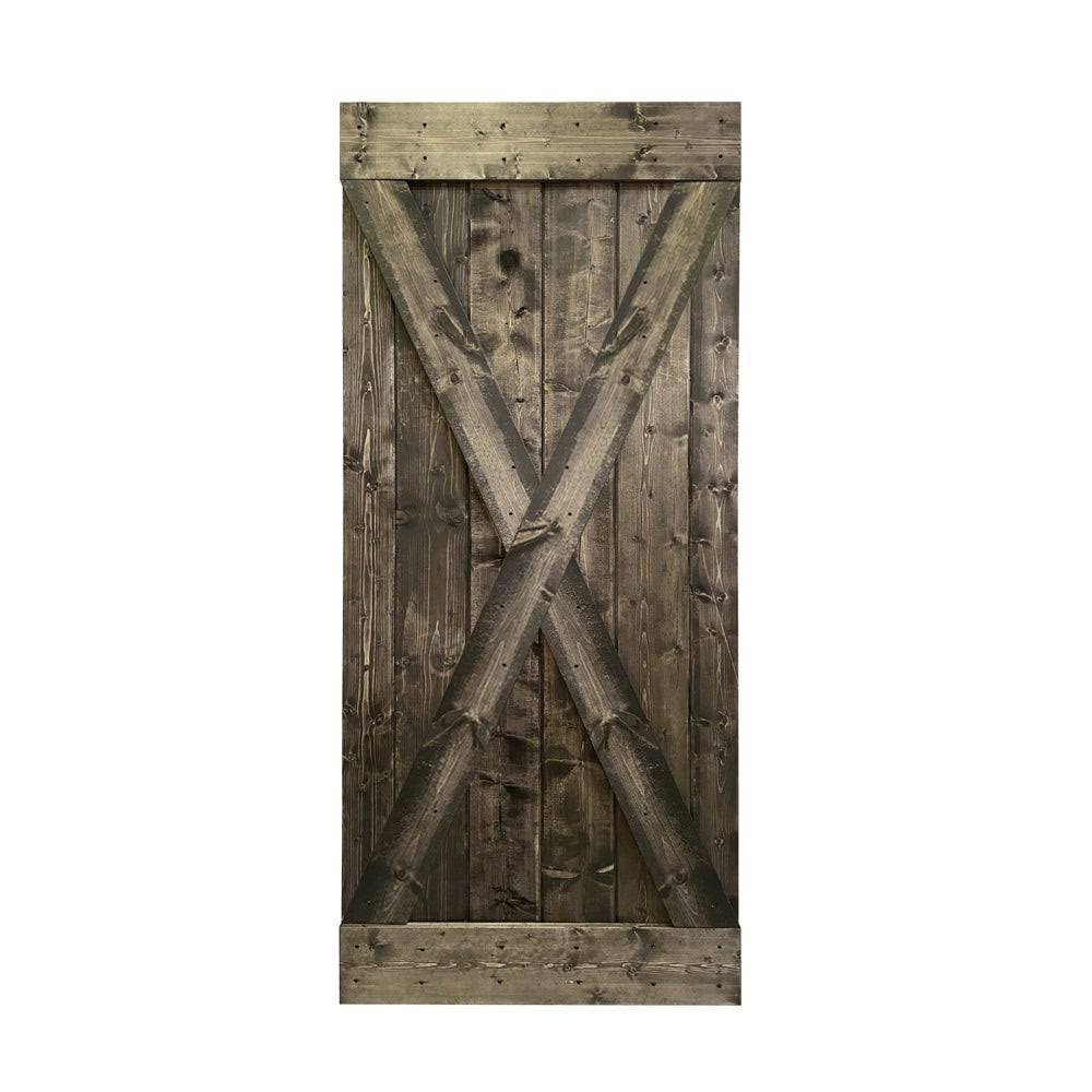 Weather Gray Solid Knotty Pine Wood Interior Sliding Barn Door Slab M746