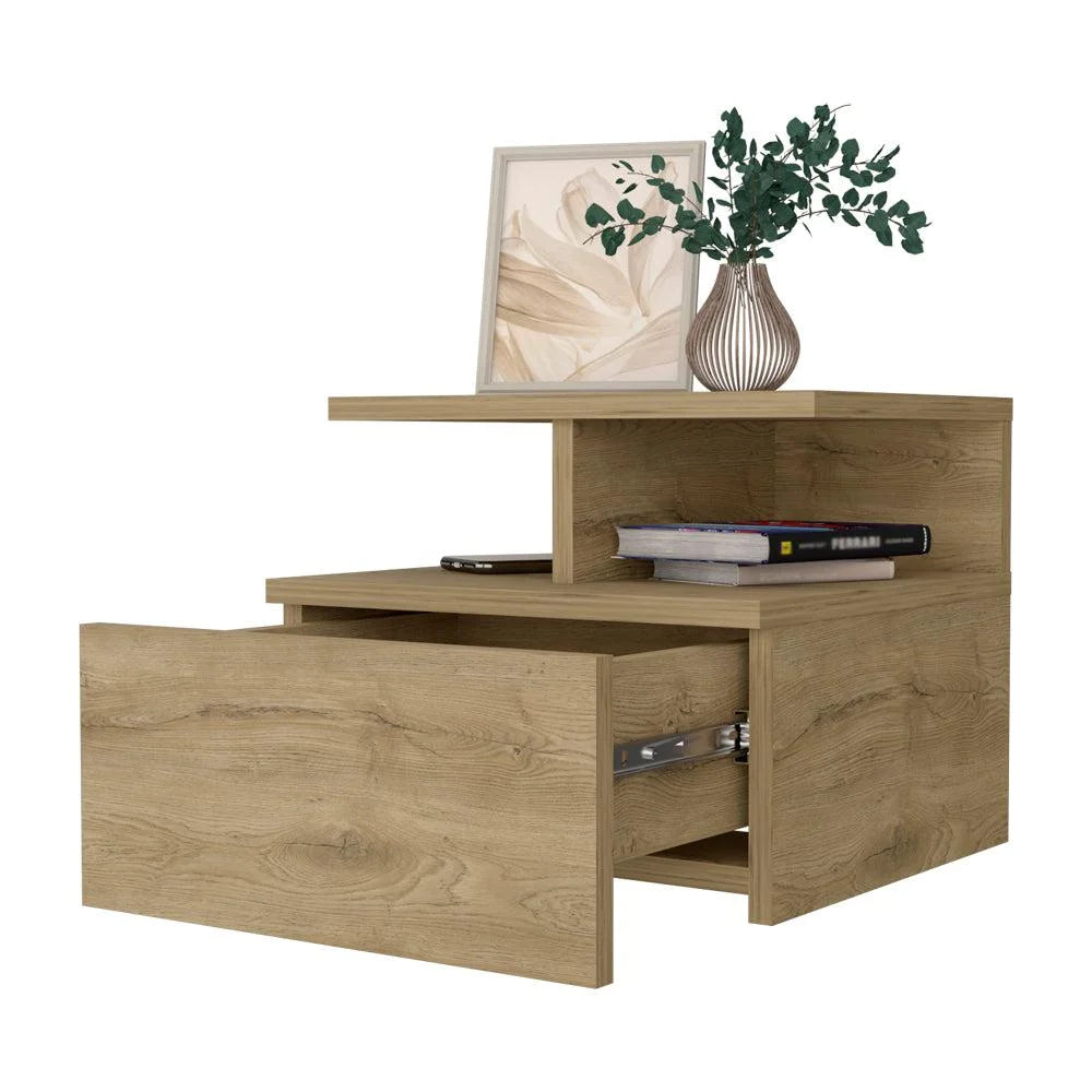 Floating Nightstand with 2-Tier Shelf and 1-Drawer N440216