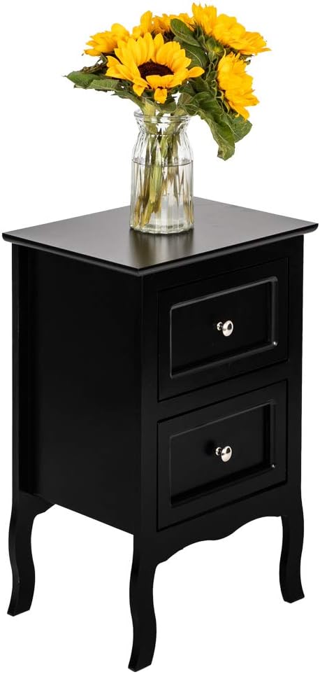 White Wooden Nightstand Set of 2 with Two Drawer A232