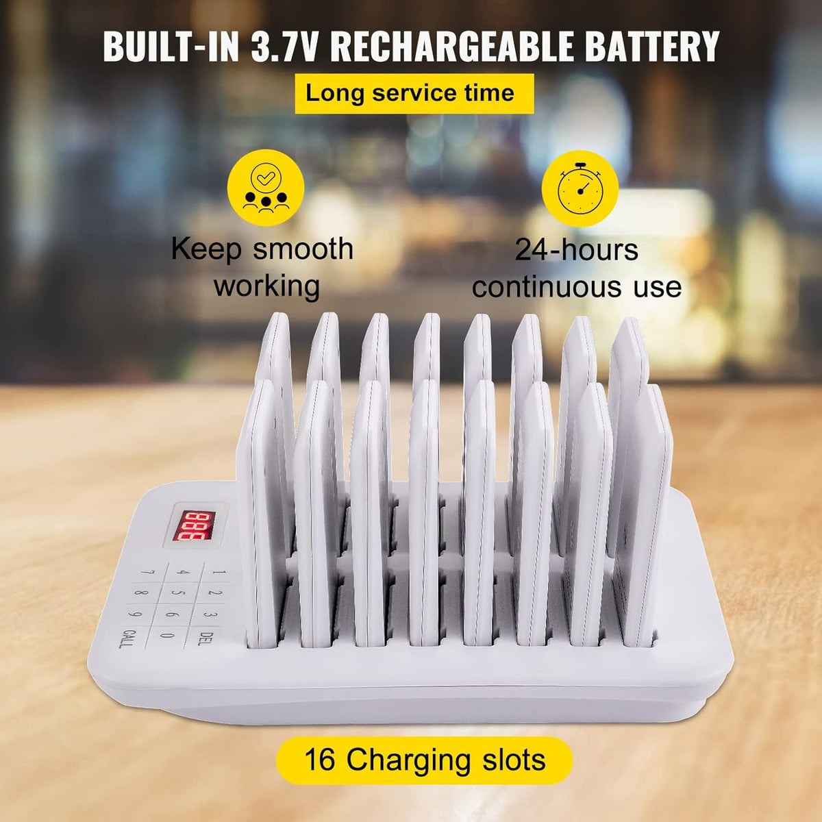 Wireless Paging Queuing Calling System with Vibration, Flashing and Buzzer K612